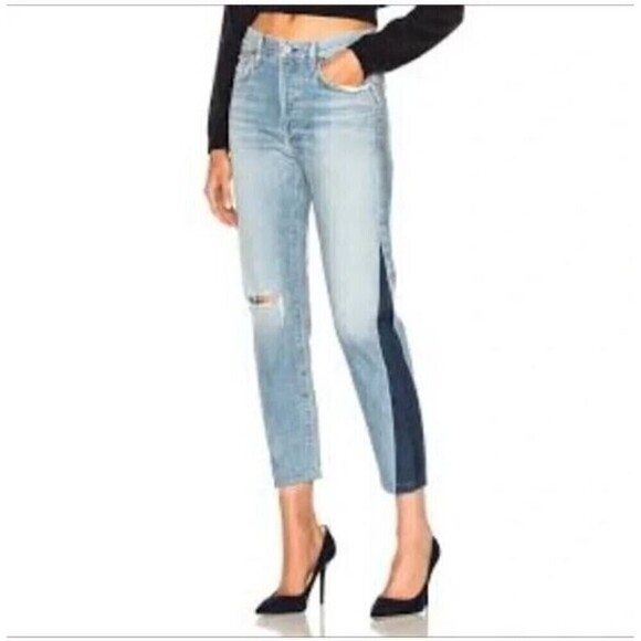 PISTOLA Pick Me Up Jeans Size 27 Blue Distressed Raw Hem High Rise Denim - Picture 1 of 11